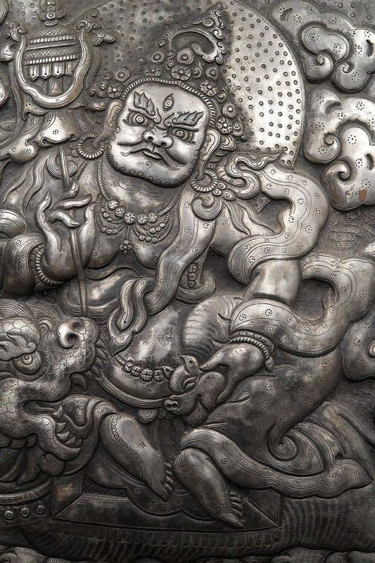 Hand Hammered Zambala wall hanging, A spell to attract good luck and wealth - Vajracrafts