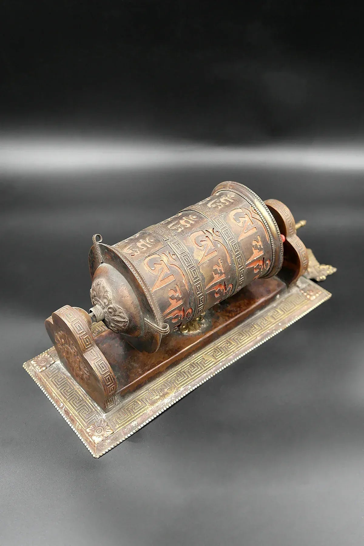 Antique Wall-mounted Om Mani Padme Hum prayer wheel that brings peace - Vajracrafts