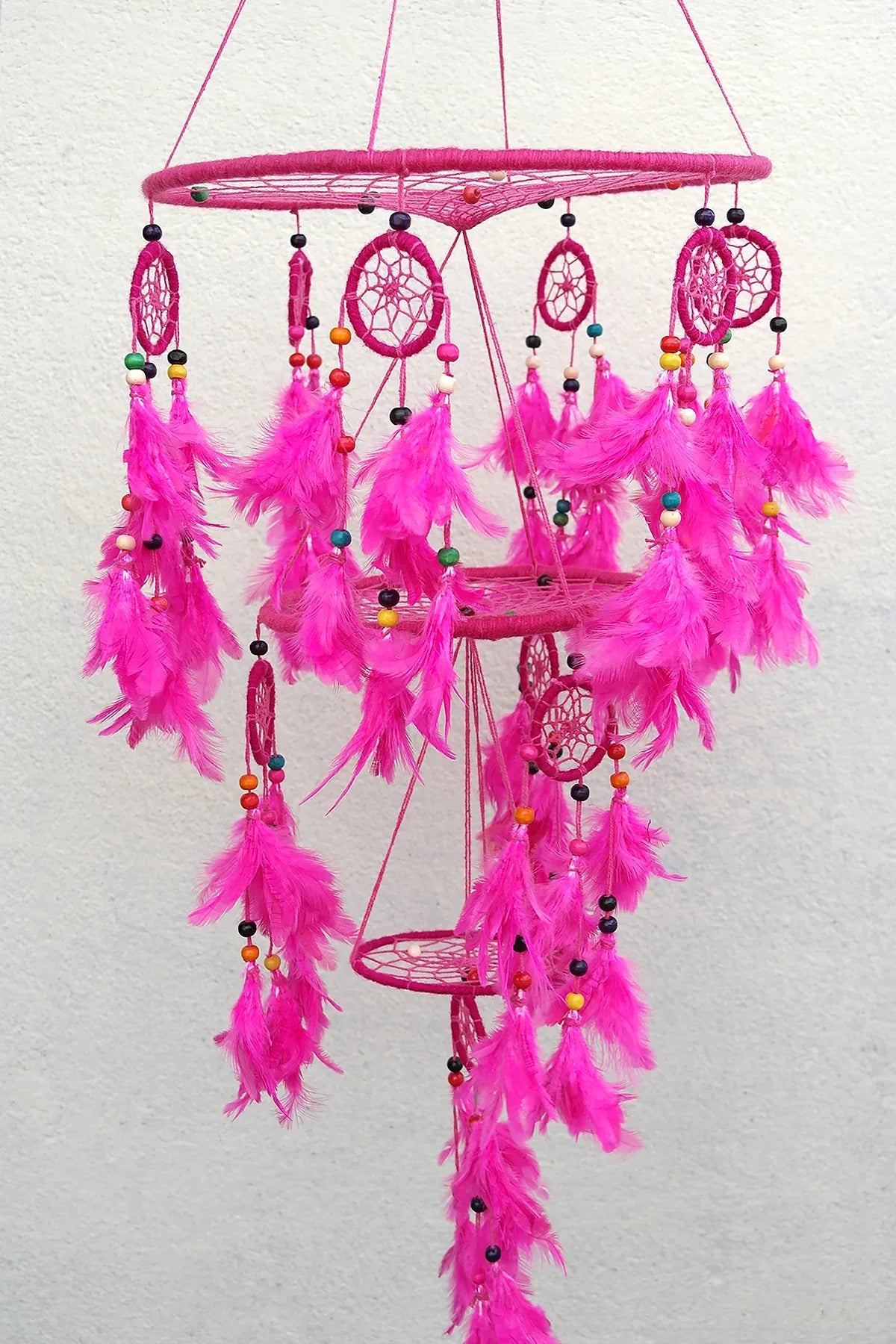 Pink Large Handmade Dream Catcher Feather Hanging - Vajracrafts
