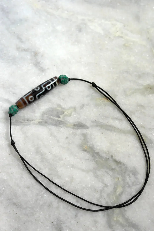 Tibetan Buddhist Nine Eyed Agate Dzi Beads with string - Vajracrafts