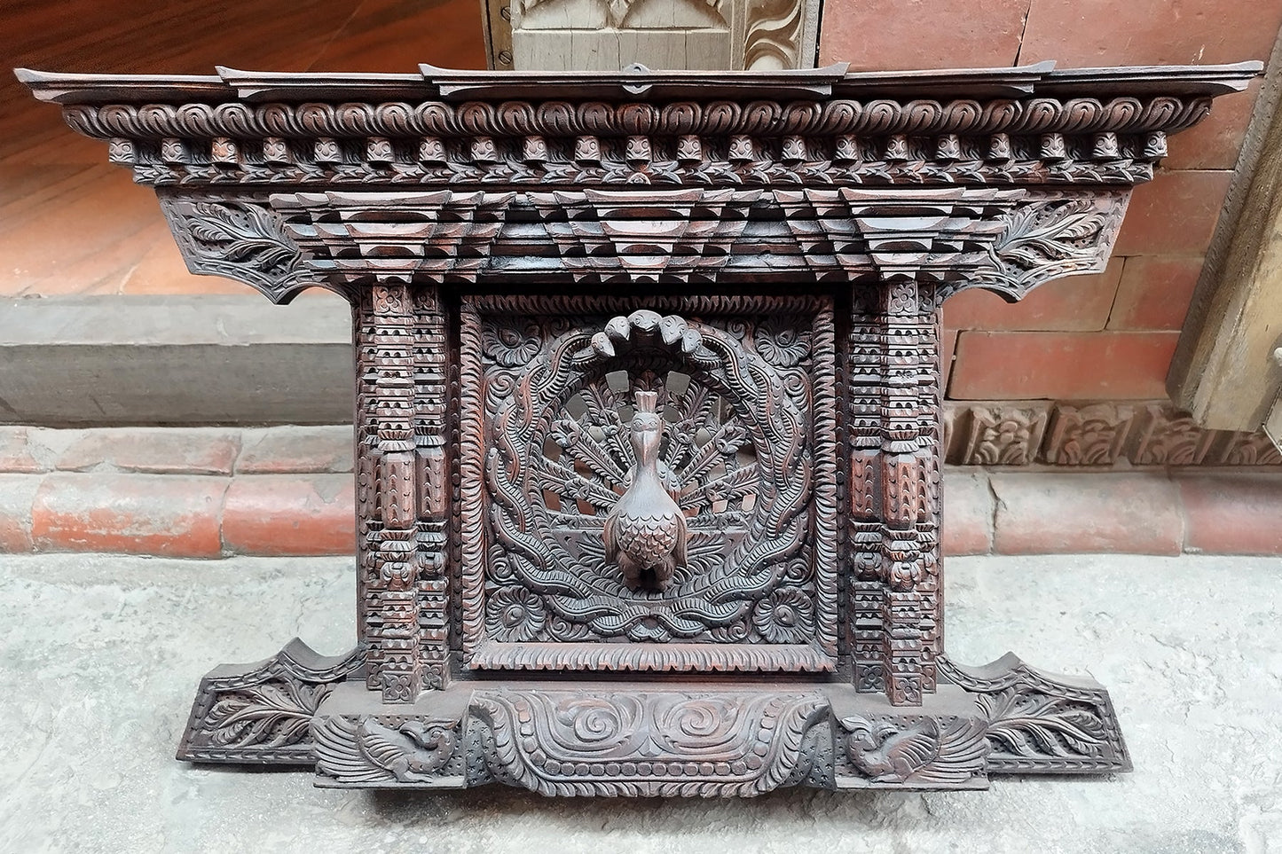 Wooden Handmade Newari Traditional Peacock Window Wall Hanging Collect | Vajracrafts