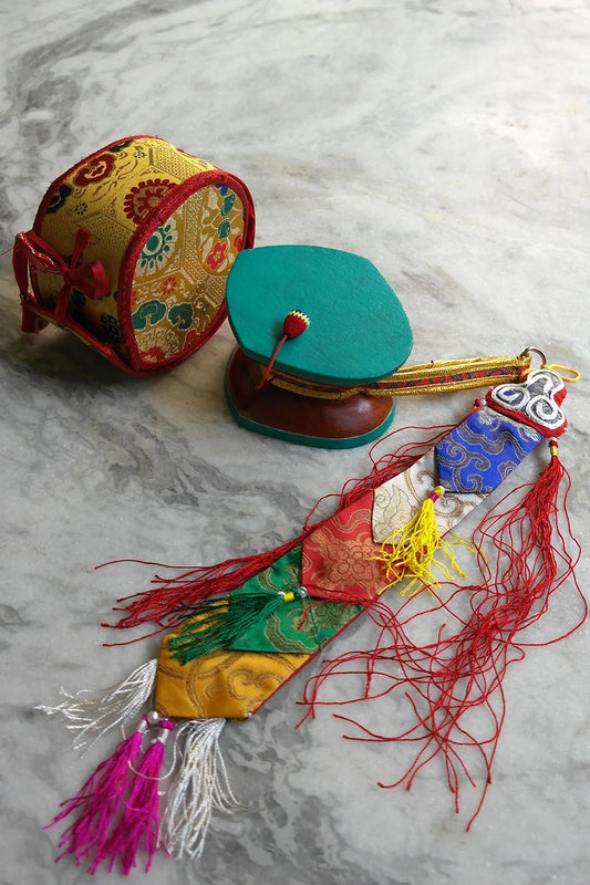 Exclusive Tibetan Buddhist Ritual Chod Drum Damaru from Boudhanath - Vajracrafts