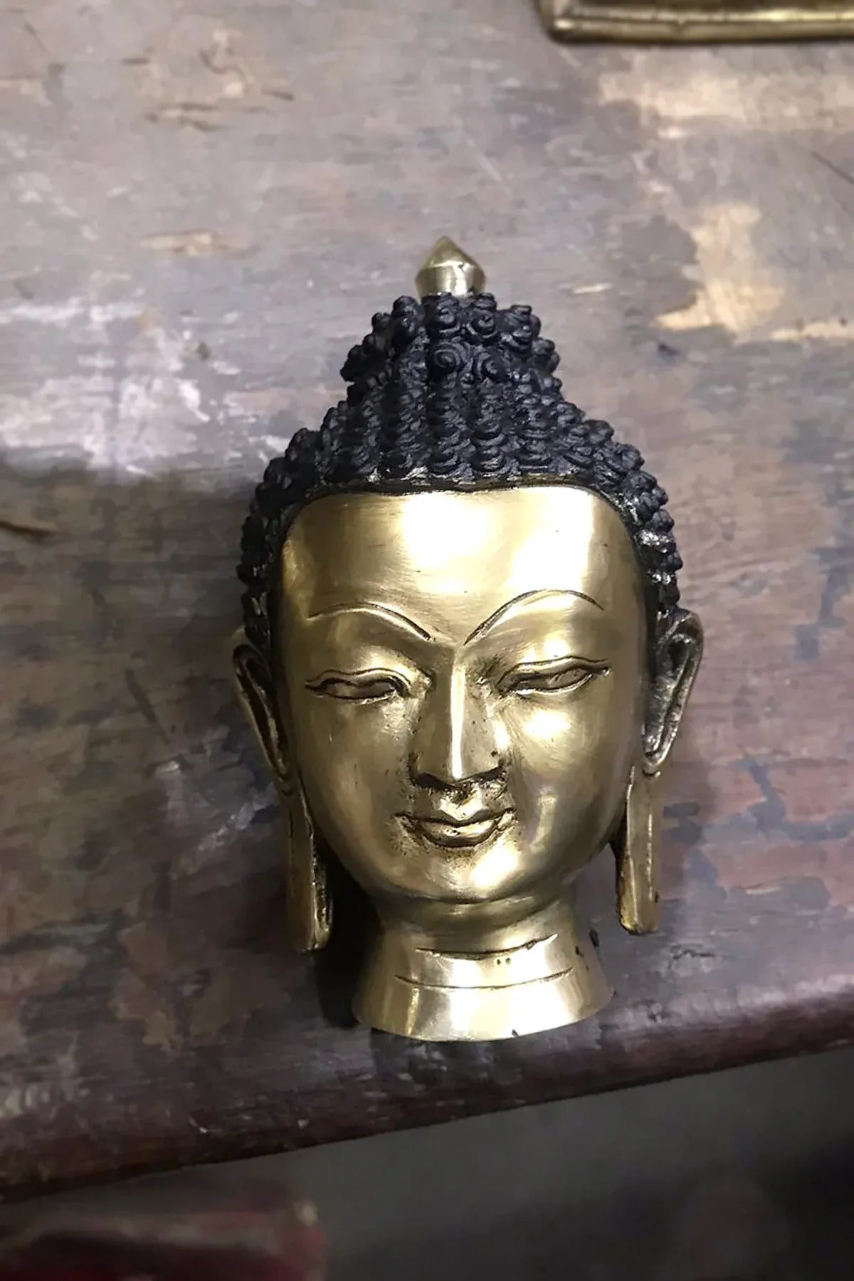 Handmade Brass Buddha Head Sculpture - Vajracrafts
