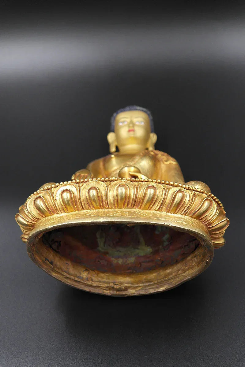 Fully Gold Plated Shakyamuni Buddha Statue, 8" - Vajracrafts