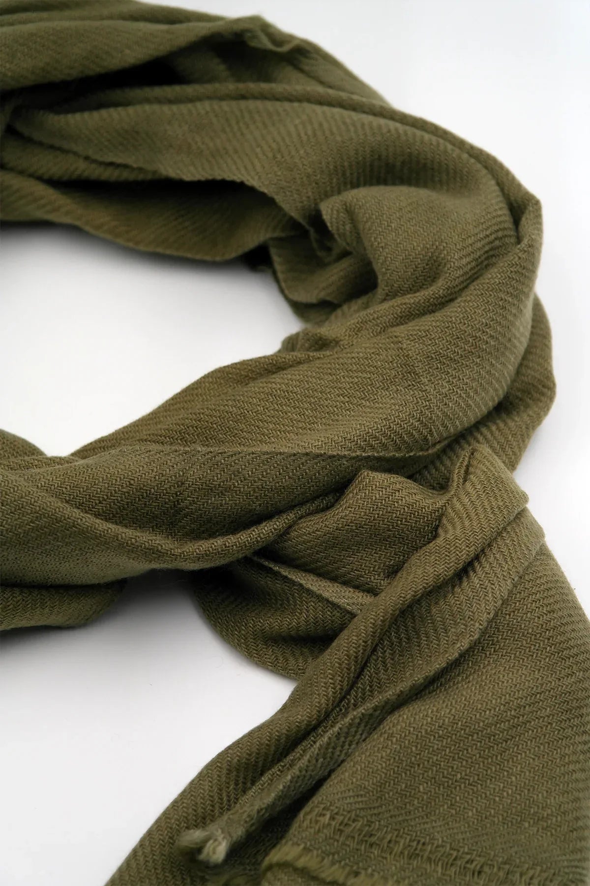 Olive Green color Pure Pashmina Shawl - Vajracrafts