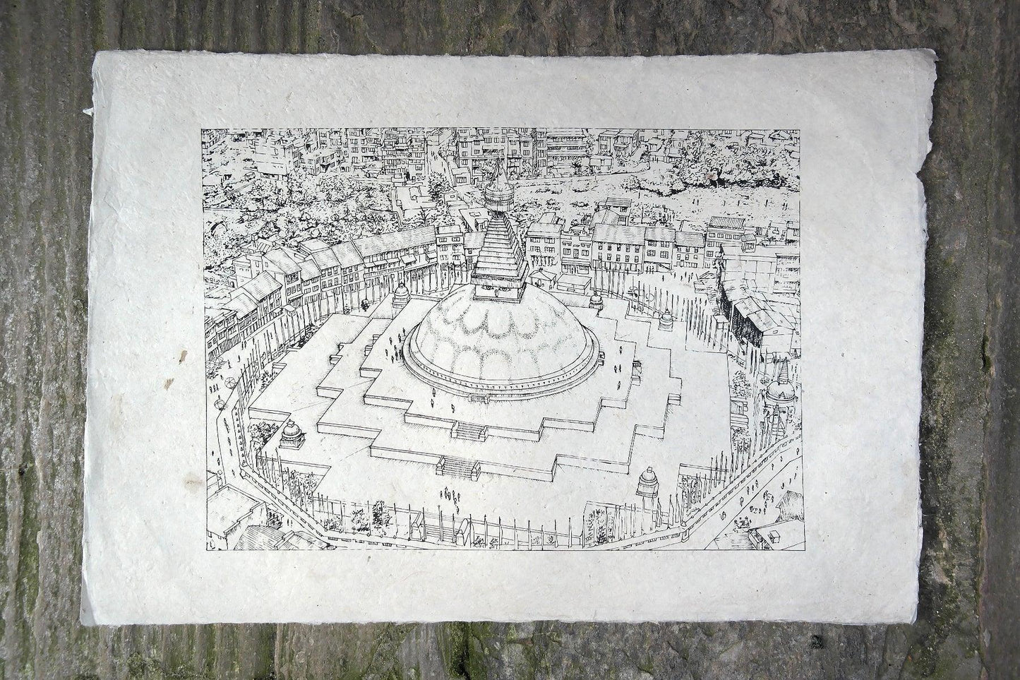 Lokta Paper Poster of Boudhanath Stupa, Kathmandu - Vajracrafts