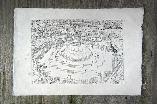 Lokta Paper Poster of Boudhanath Stupa, Kathmandu - Vajracrafts