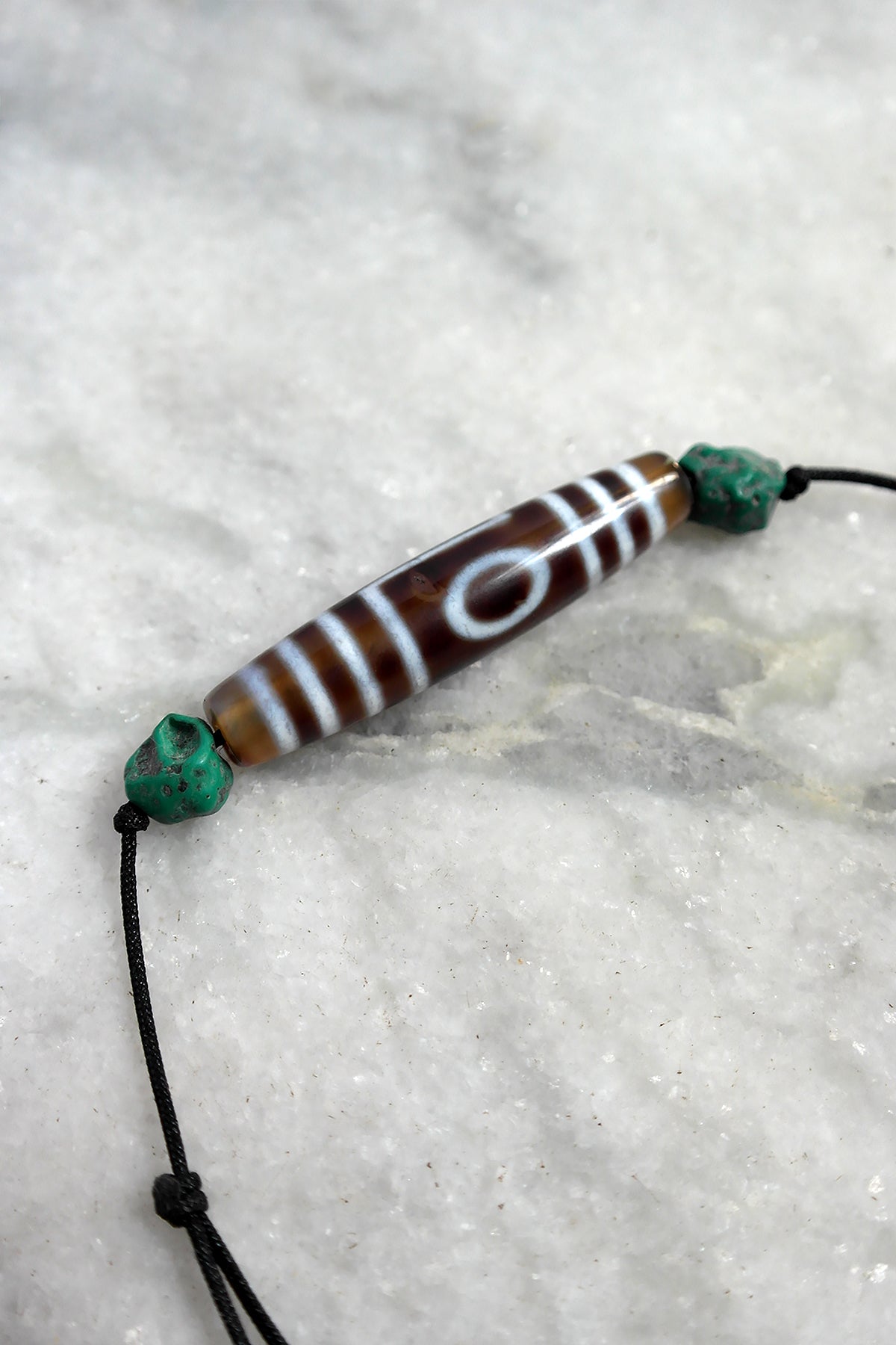 One eye and Mountain Peak Agate Stone Old Amulet Dzi Beads