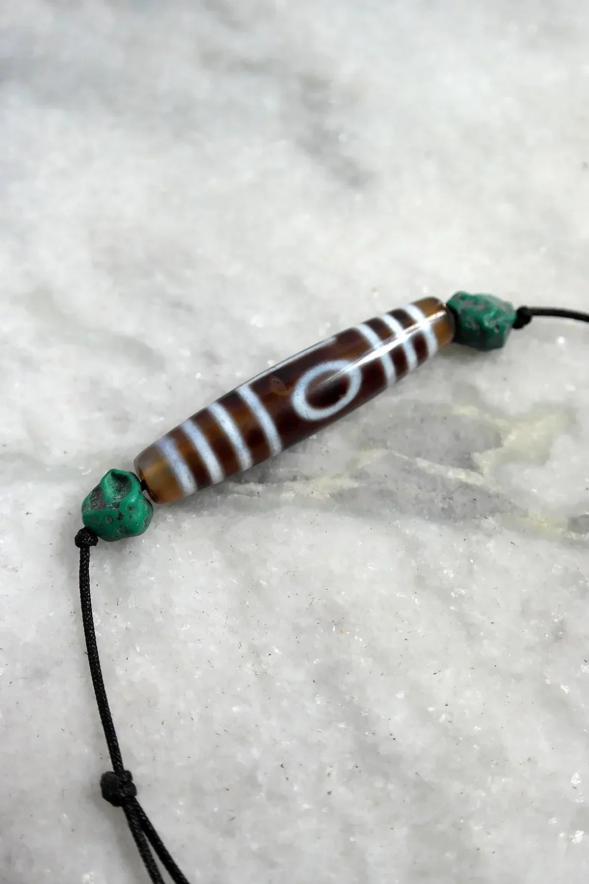 One eye and Mountain Peak Agate Stone Old Amulet Dzi Beads - Vajracrafts