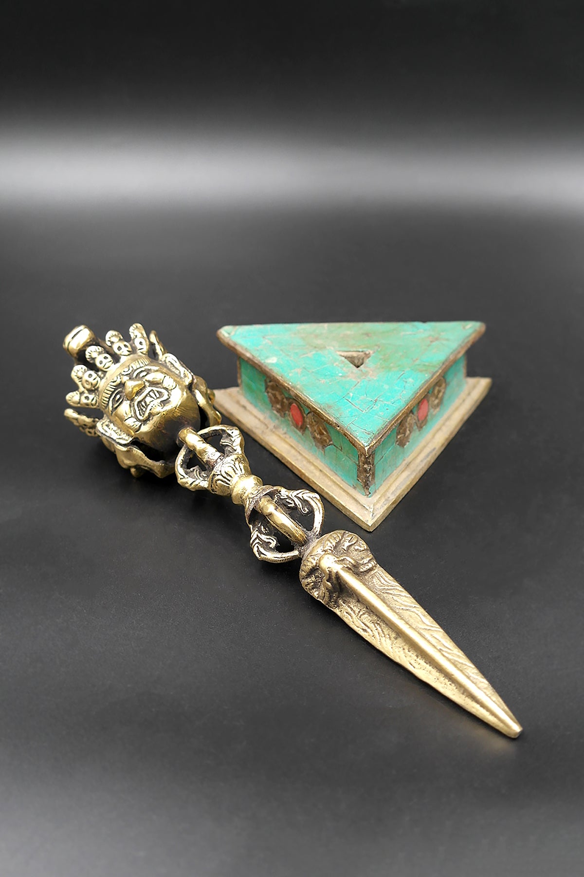 Tibetan Buddhist Handmade Phurba with Base, A ritual dagger