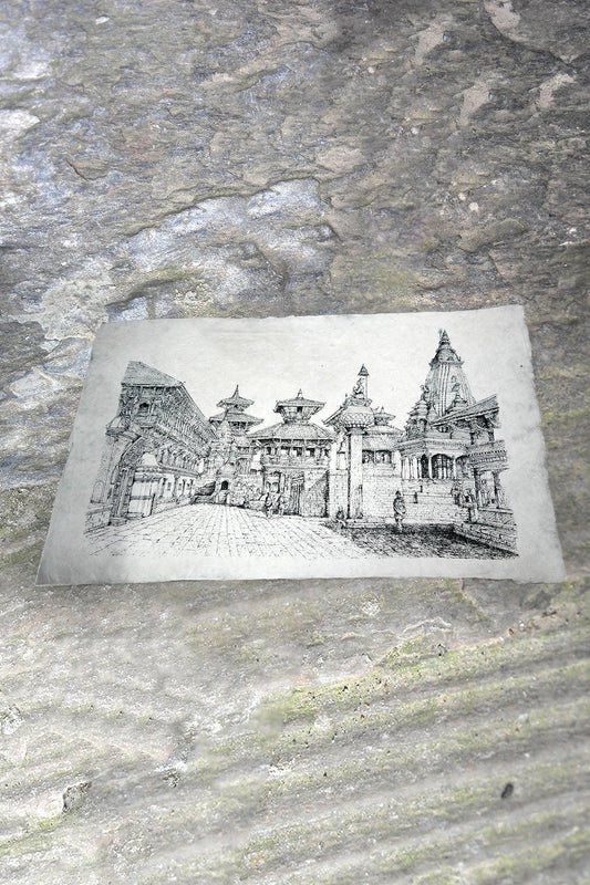 Poster of Bhaktapur Durbar Square in Lokta Paper - Vajracrafts