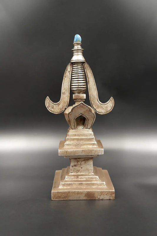 Iron Shrine Stupa for Divine Radiance and Spiritual Significance, 9" - Vajracrafts