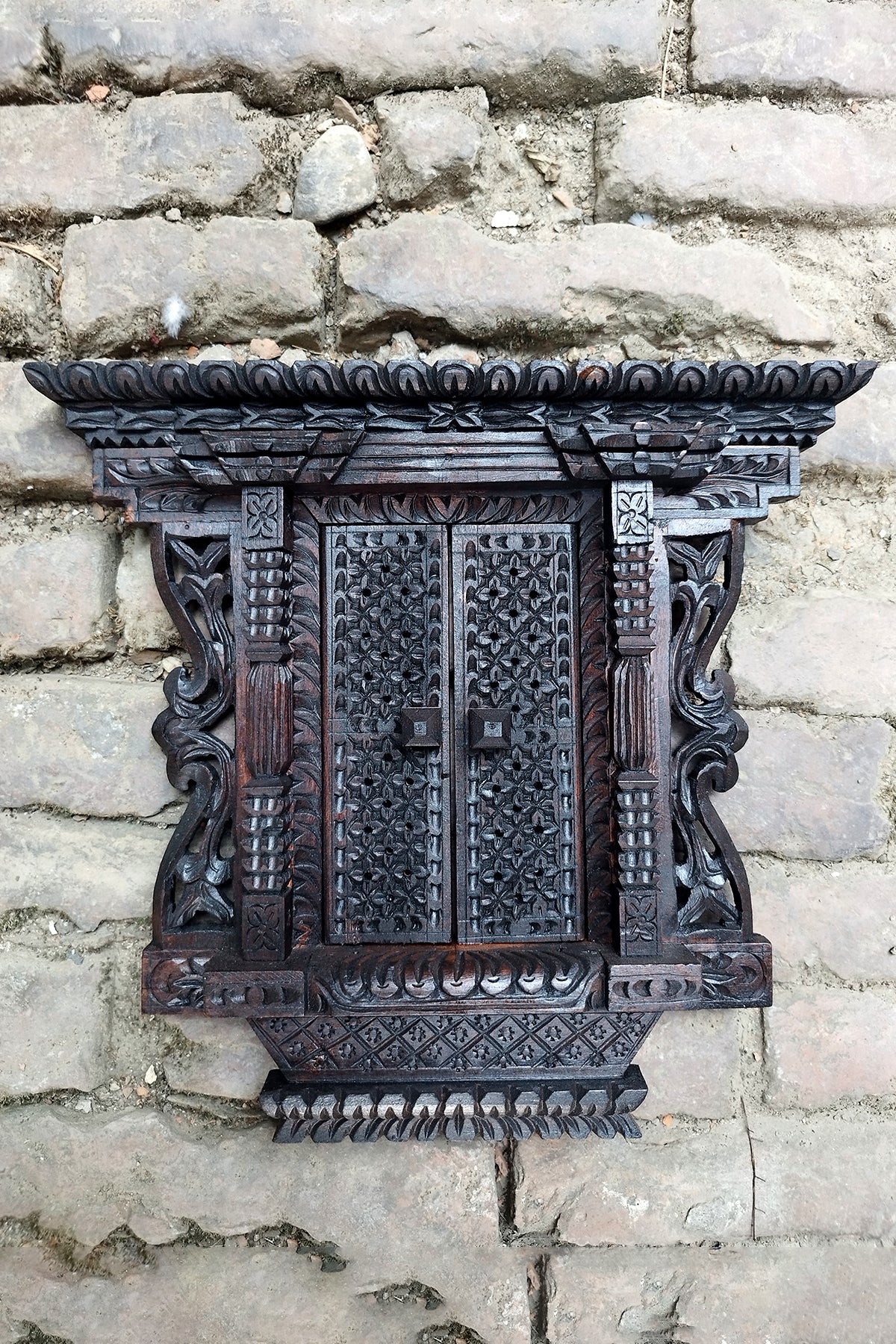 Traditional Newari Handcrafted Wooden sliding Window cum Wall Décor | Vajracrafts