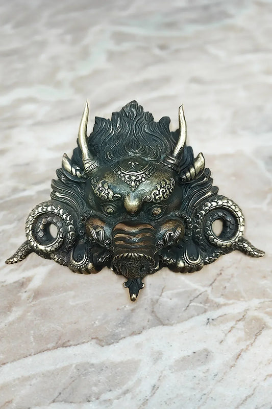 Barahi Wall Hanging Mask, handmade home Decor brass Barahi Mask 8" - Vajracrafts