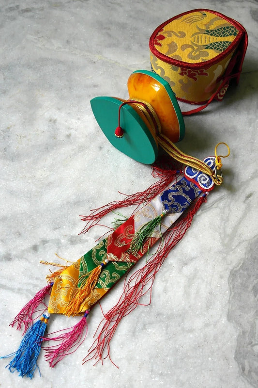 Tibetan Buddhist Ritual Chod Drum Damaru from Resin - Vajracrafts