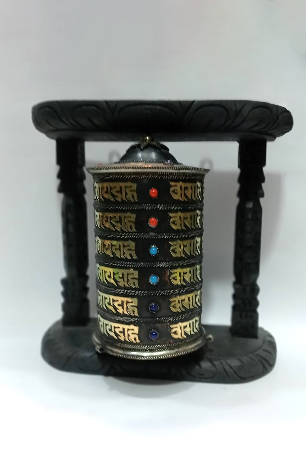 Wall Prayer Wheel with Tibetan Om Mane peme hum Mantra Embossed | Vajracrafts