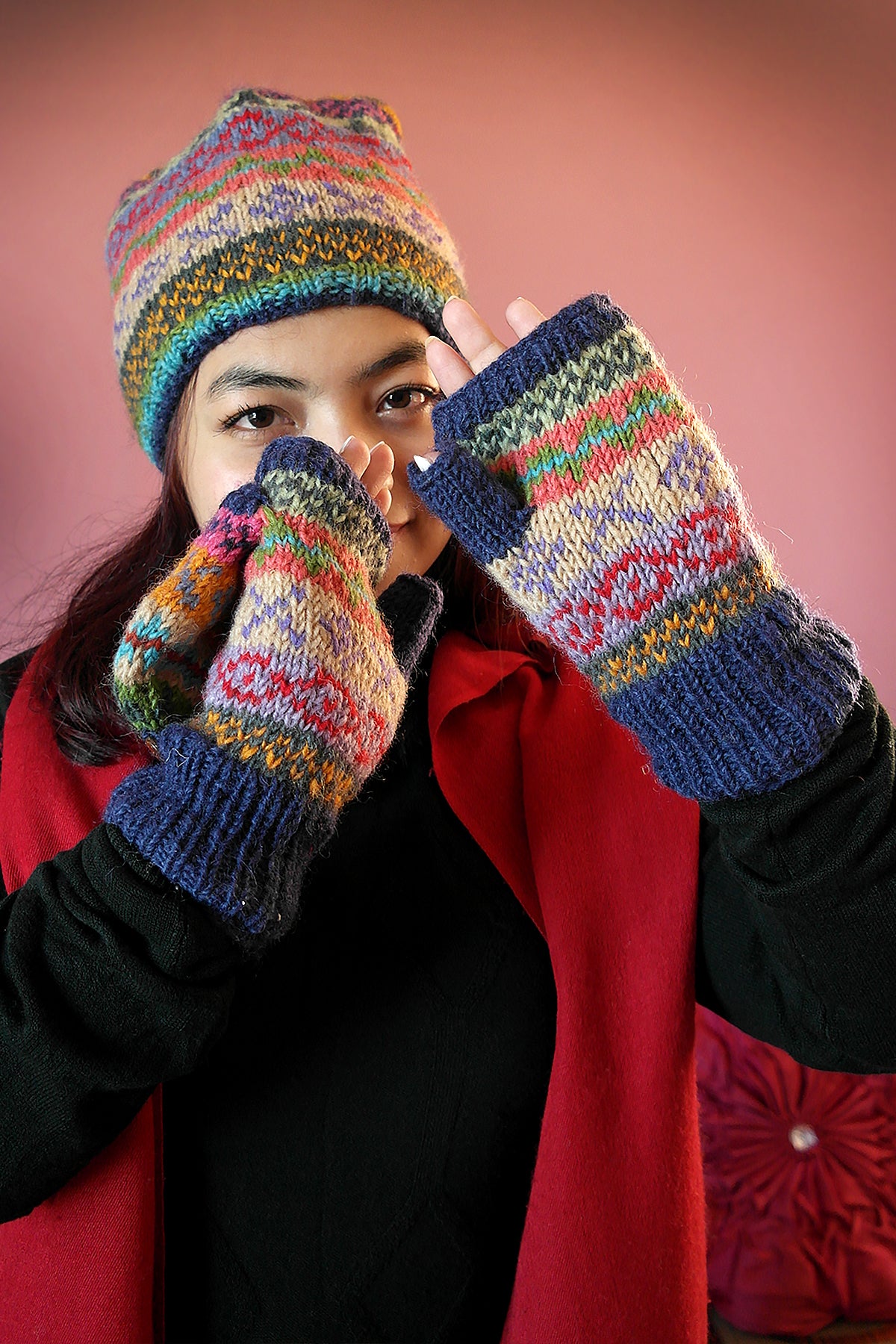 Red Green and mixed colors woolen leg warmers