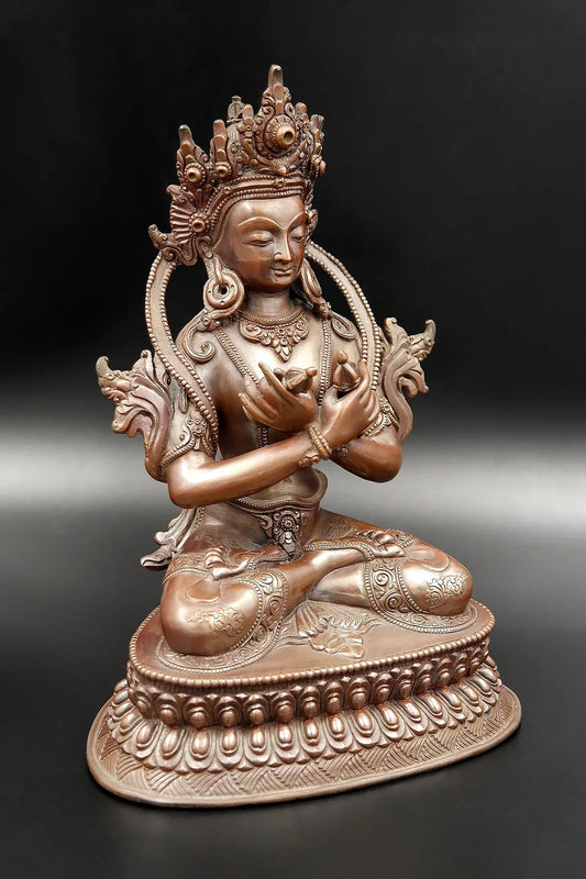 Copper Oxidized Buddhist Vajradhara Statue 8" - Vajracrafts