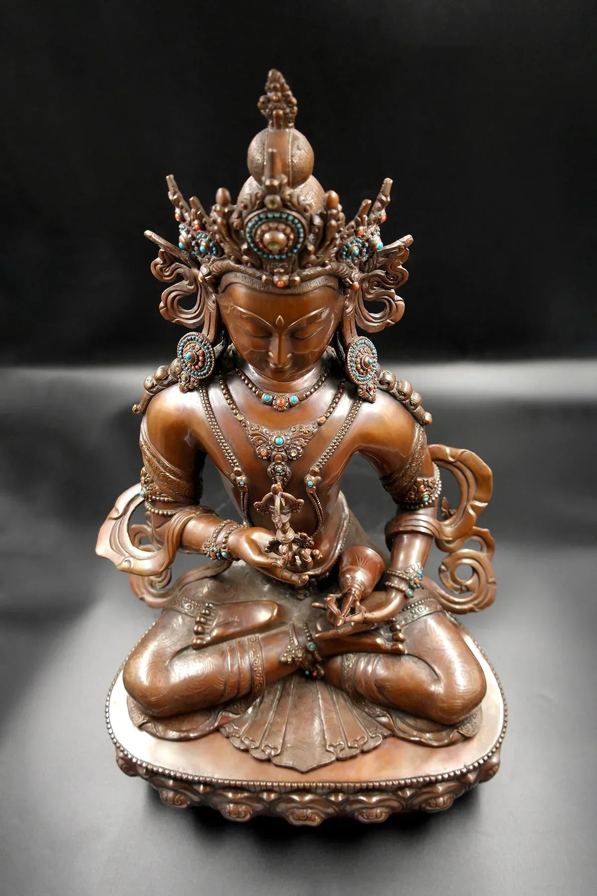 Antique looks Crowned Tibetan Vajrasattva Statue 18" | Vajracrafts