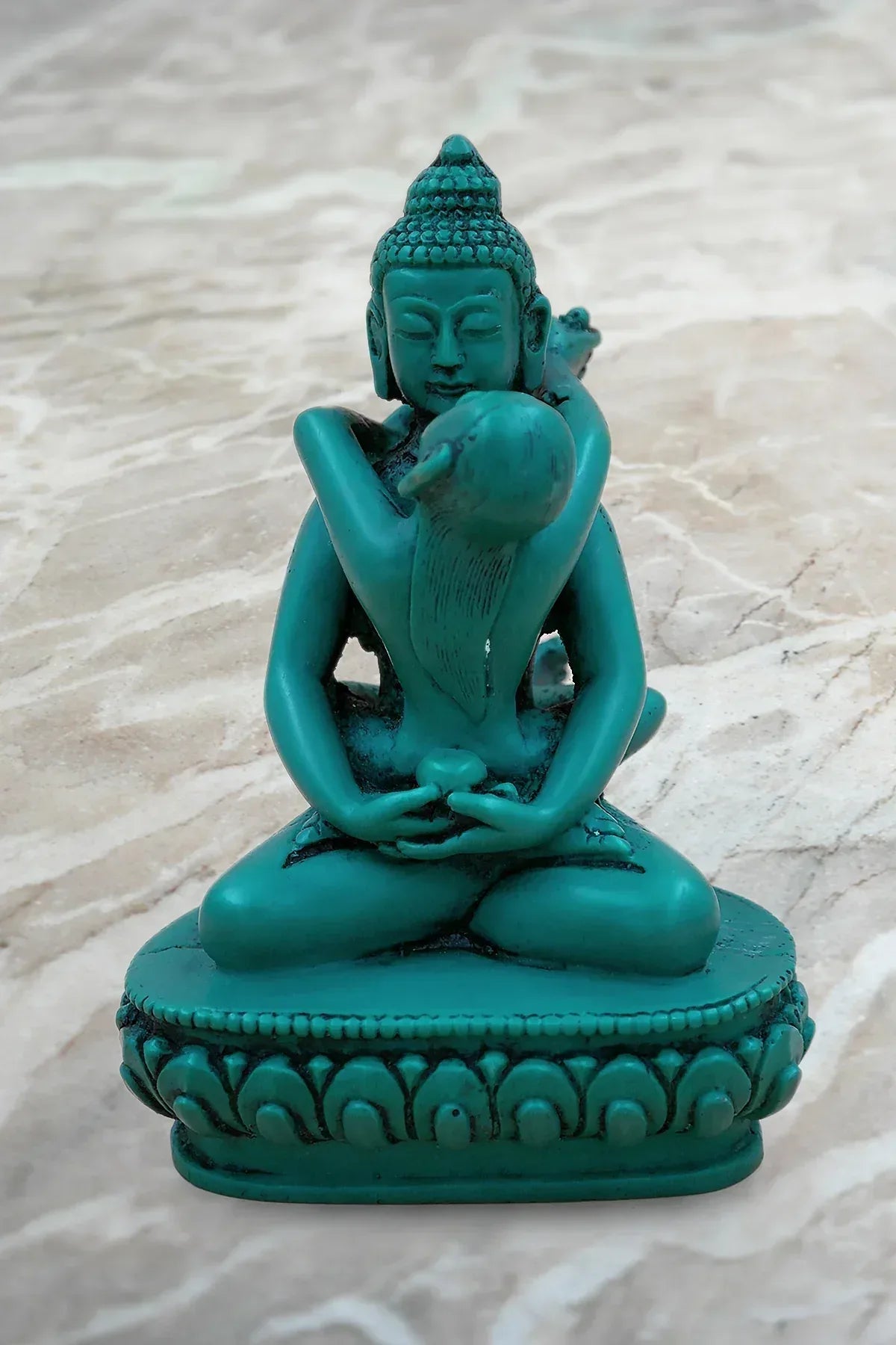 Turquoise Green tone Resin Buddha Shakti Statue 5" - Vajracrafts