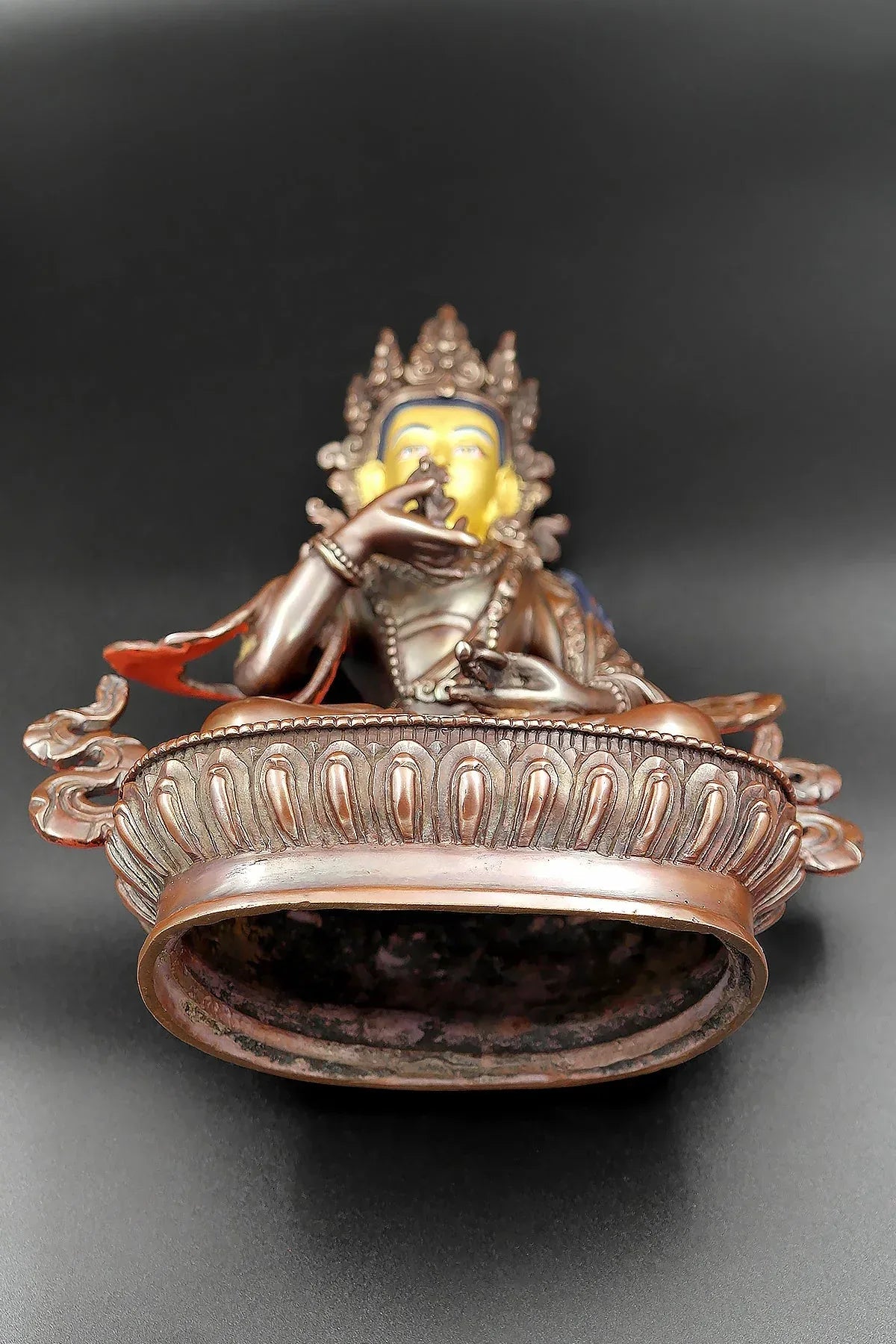Copper Oxidized Tibetan Vajrasattva Statue 8" - Vajracrafts