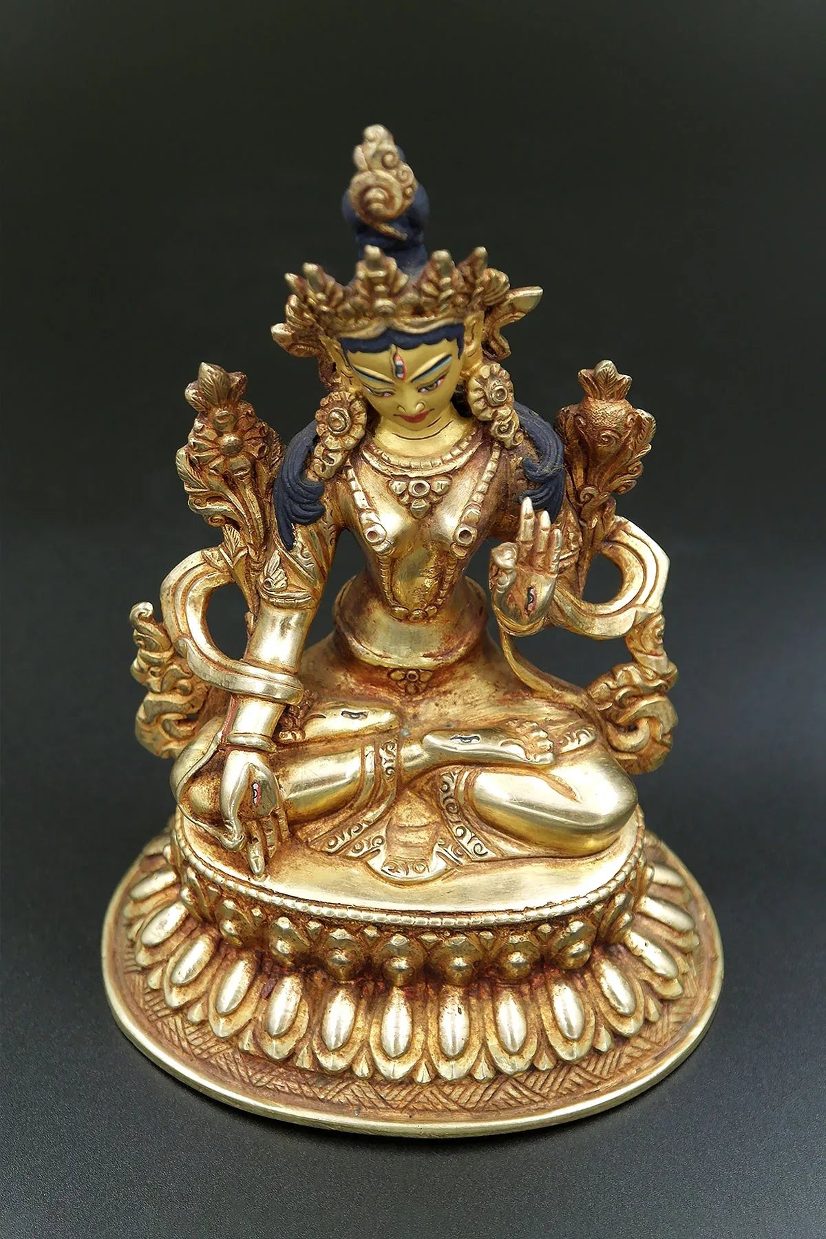 Gold Painted White Tara statue 6" - Vajracrafts