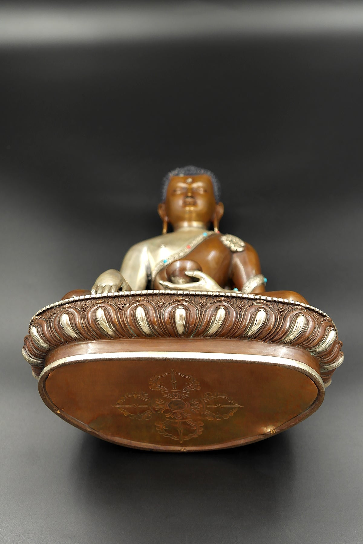 Classic Copper and Silver Shakyamuni Buddha Statue, 9" | Vajracrafts