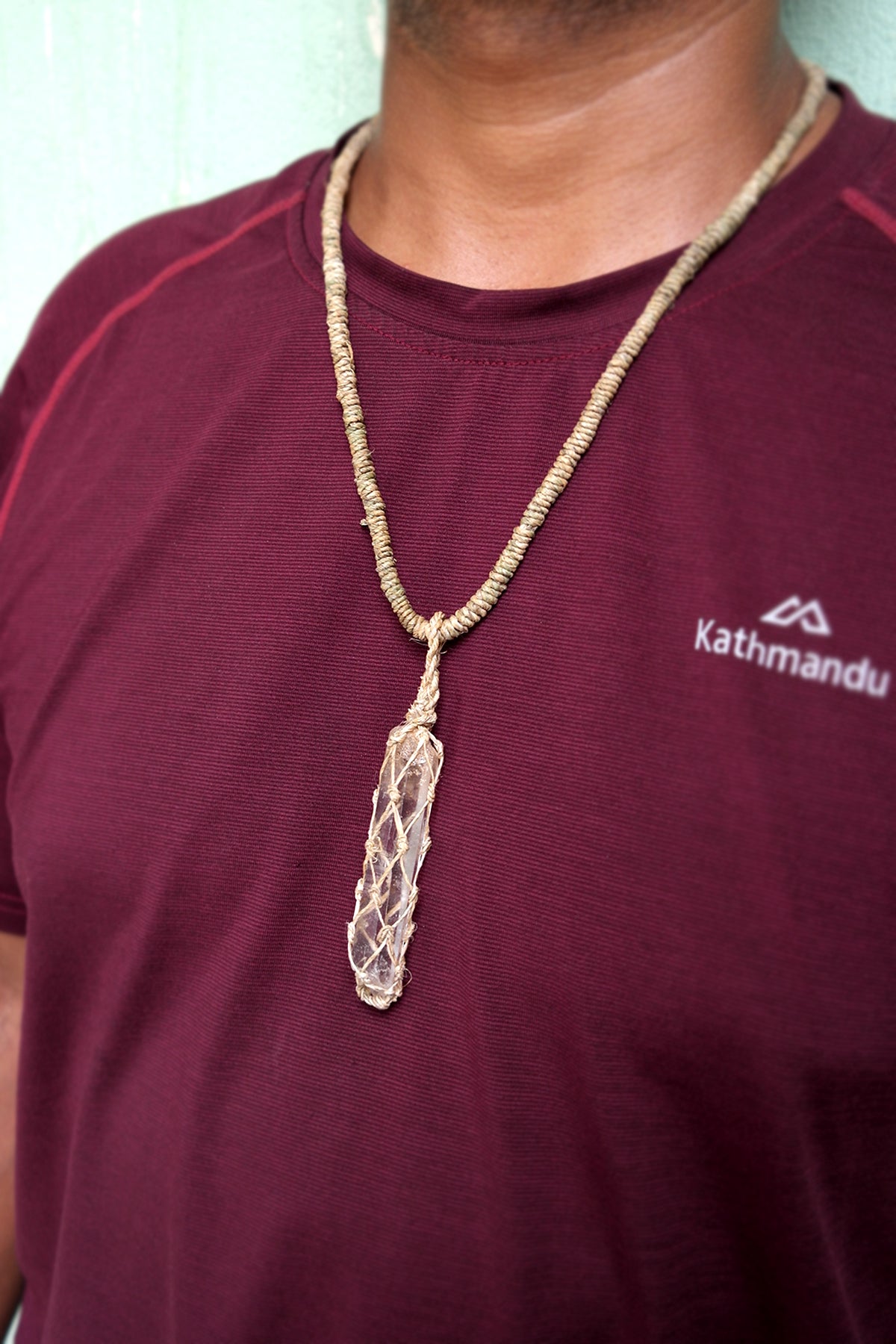 Crystal Stone Pendant Necklace with Hemp Cord | Vajracrafts