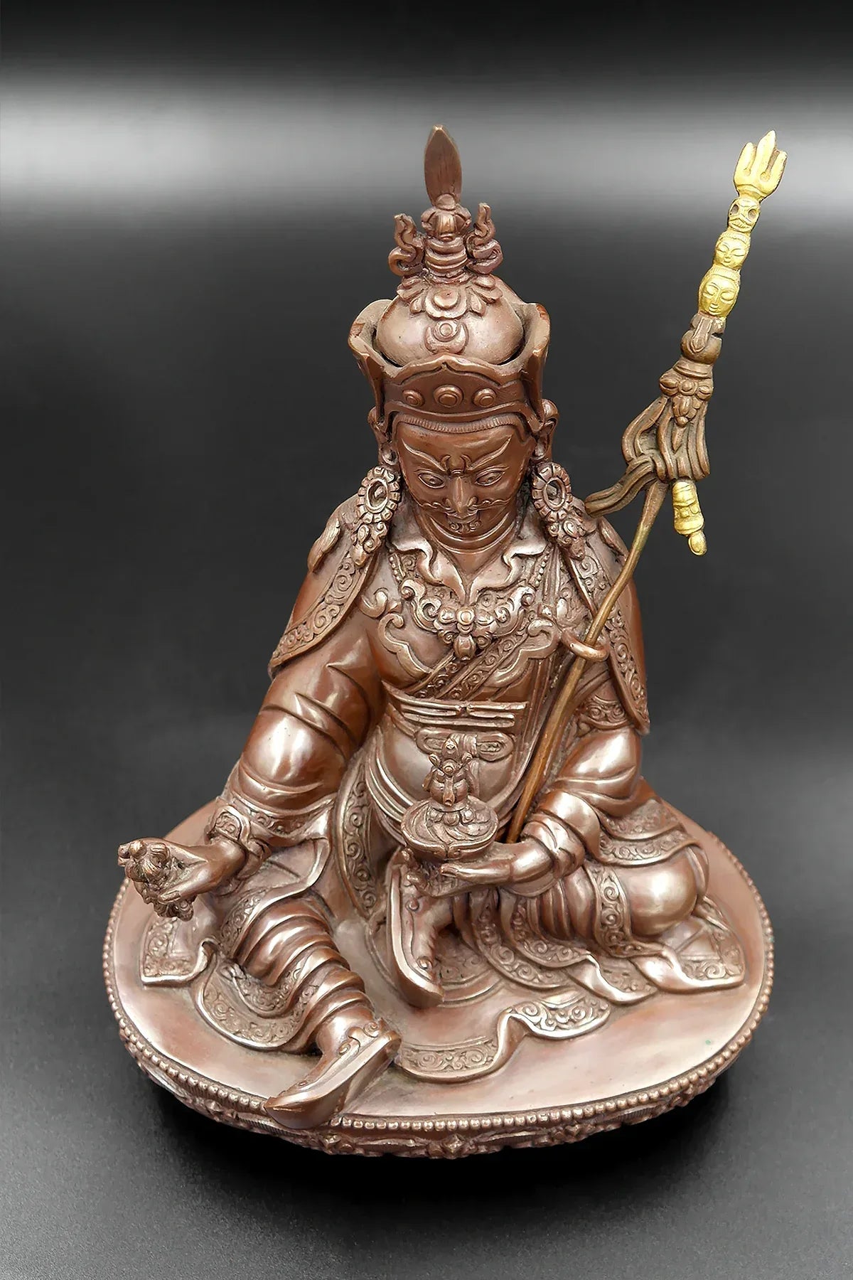 Fully Copper Oxidized Guru Rinpoche Padmasambhava Statue, 8" - Vajracrafts