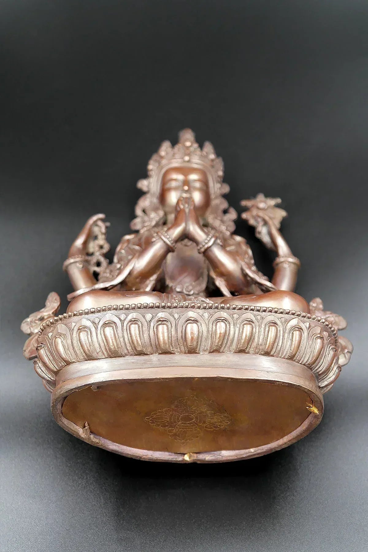 Copper Oxidized Chenrezig Statue 8" - Vajracrafts