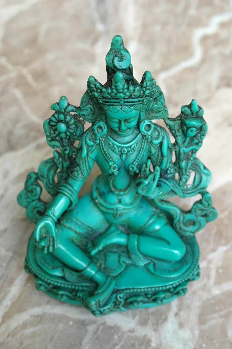Tibetan Dolma Green Tara Resin Statue 6" - Vajracrafts