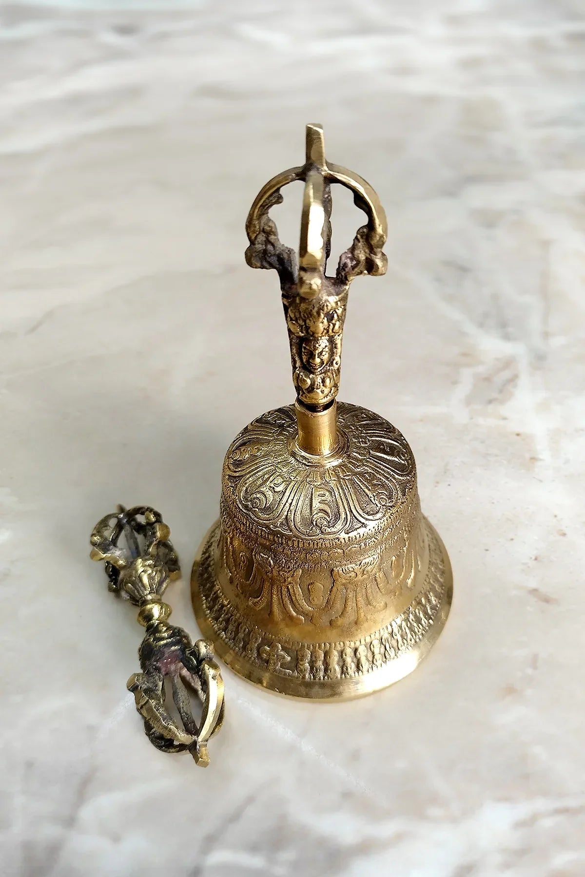 Brass Meditation Bell and Dorje Set - Vajracrafts