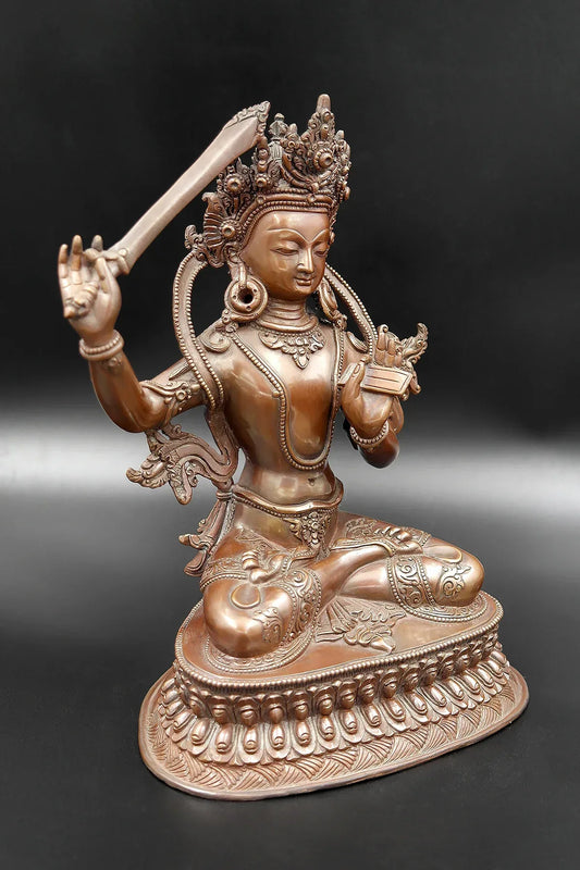 Copper Alloy Figurine of Manjushree 8" - Vajracrafts