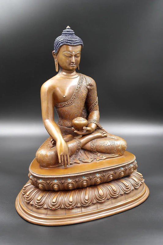 Lost Wax Method Copper Alloy Shakyamuni Buddha Statue,11" - Vajracrafts
