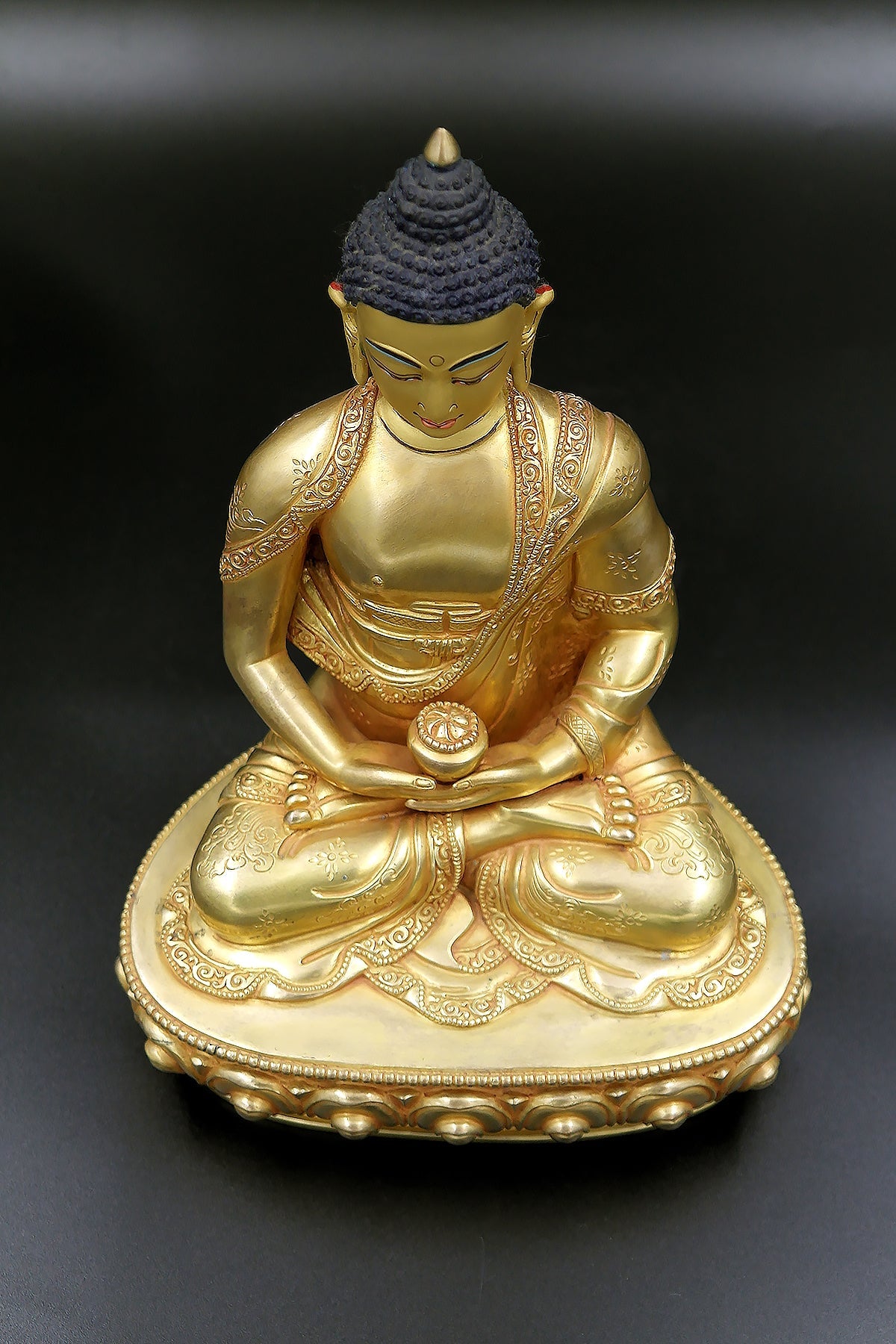 Tibetan Amitabha Buddha Statue from Nepal, Golden Buddha Statue 9" | Vajracrafts