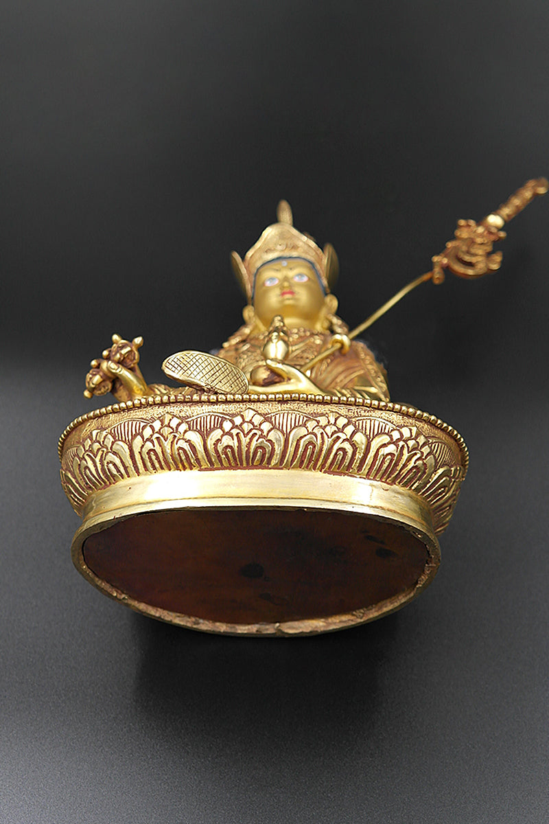 Tibetan Guru Rinpoche Padmasambhava Gold plated Statue 8" | Vajracrafts