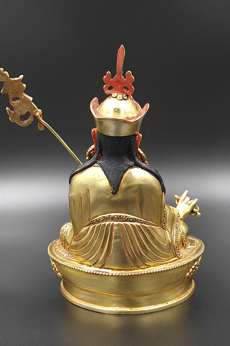 Tibetan Guru Rinpoche Padmasambhava Gold plated Statue 8