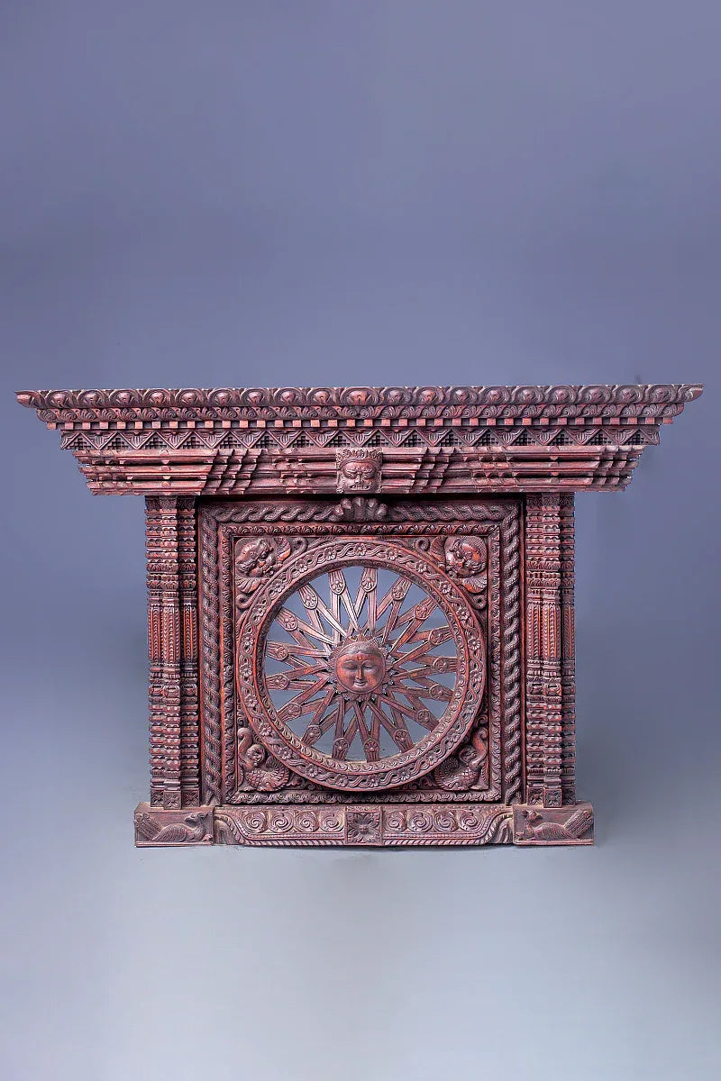 Traditional Handcrafted Wooden Suryamukhi Window - Vajracrafts