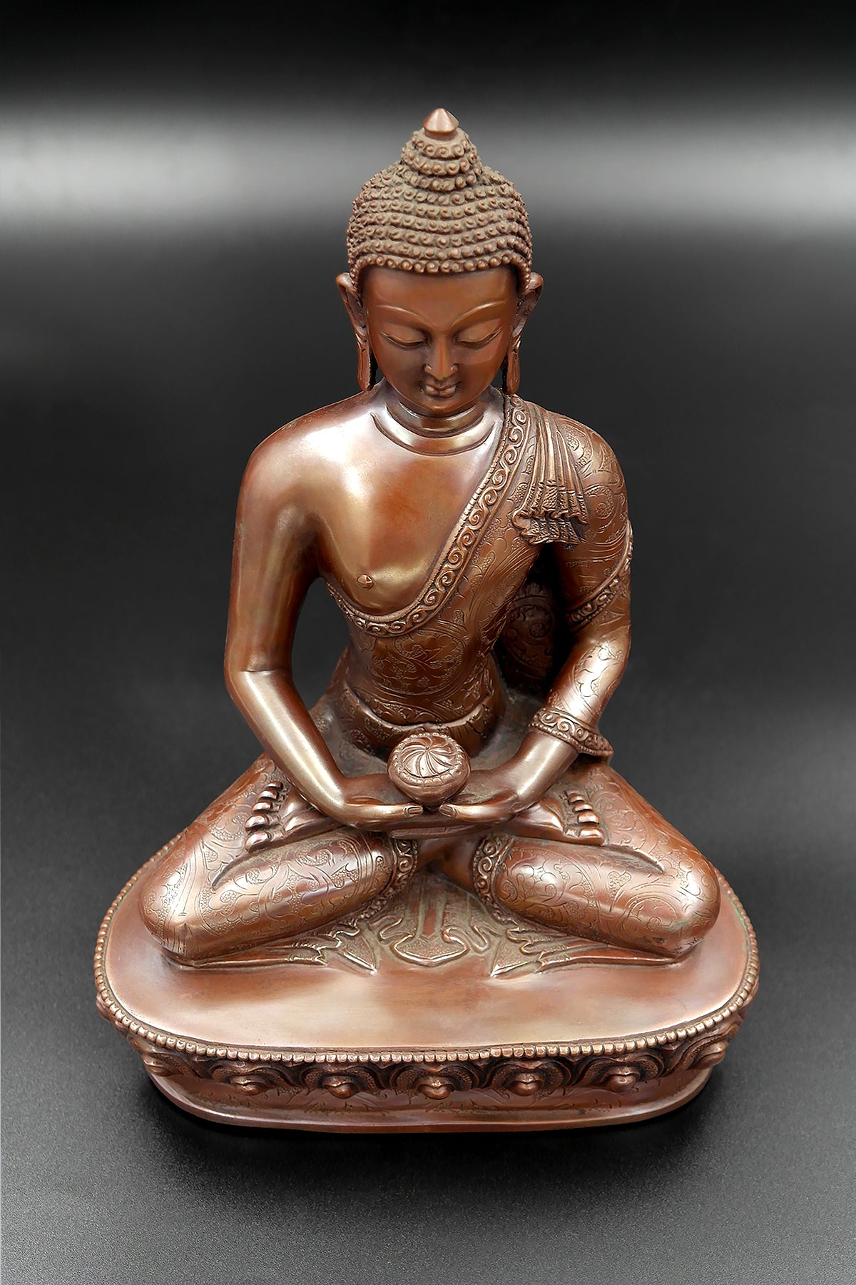 Copper Oxidized Amitabh Buddha Statue, 8" | Vajracrafts