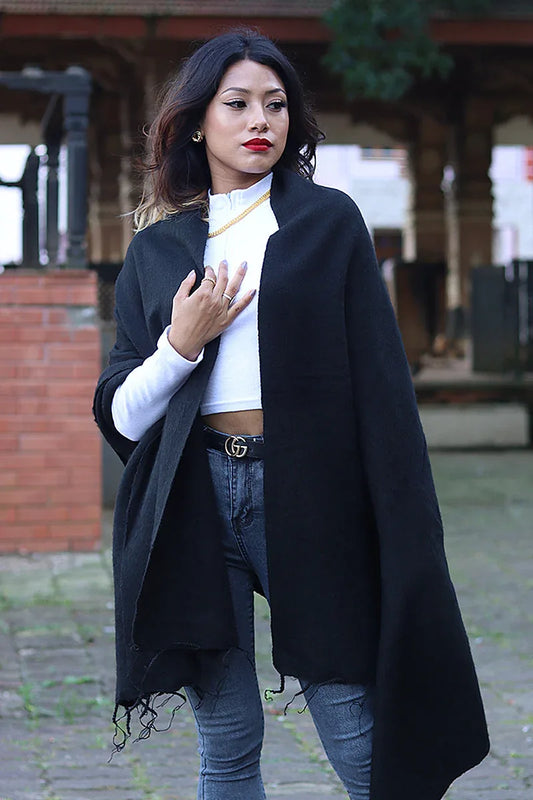 Black Color Yak Wool Shawl/Scarf - Vajracrafts
