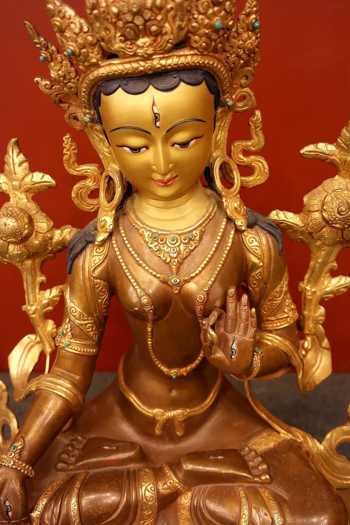 Masterpiece White Tara Statue in double Lotus 18" - Vajracrafts
