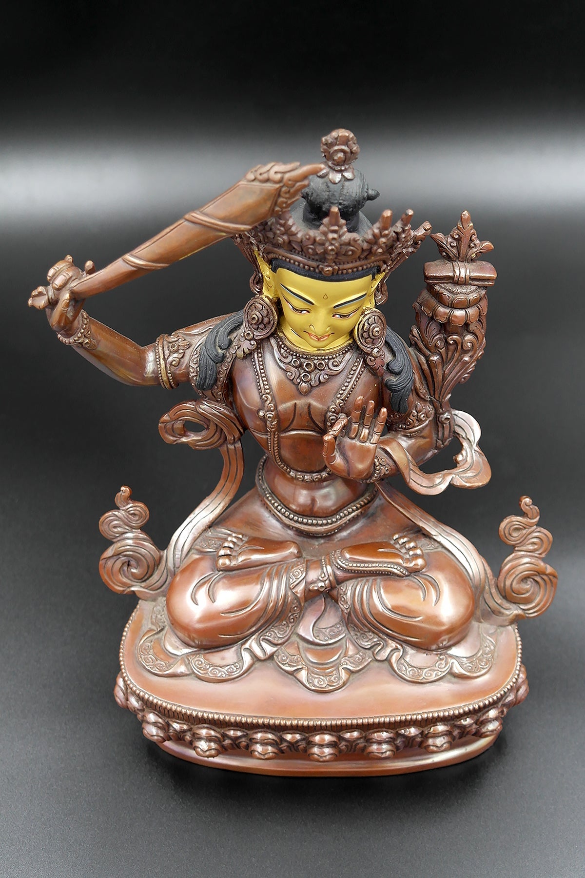Copper Oxidized Manjushree Statue 8" | Vajracrafts