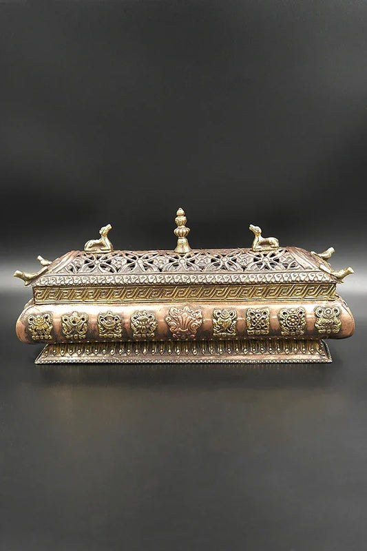 Dragon and Eight Auspicious symbols Tibetan Copper Incense Burner - Vajracrafts