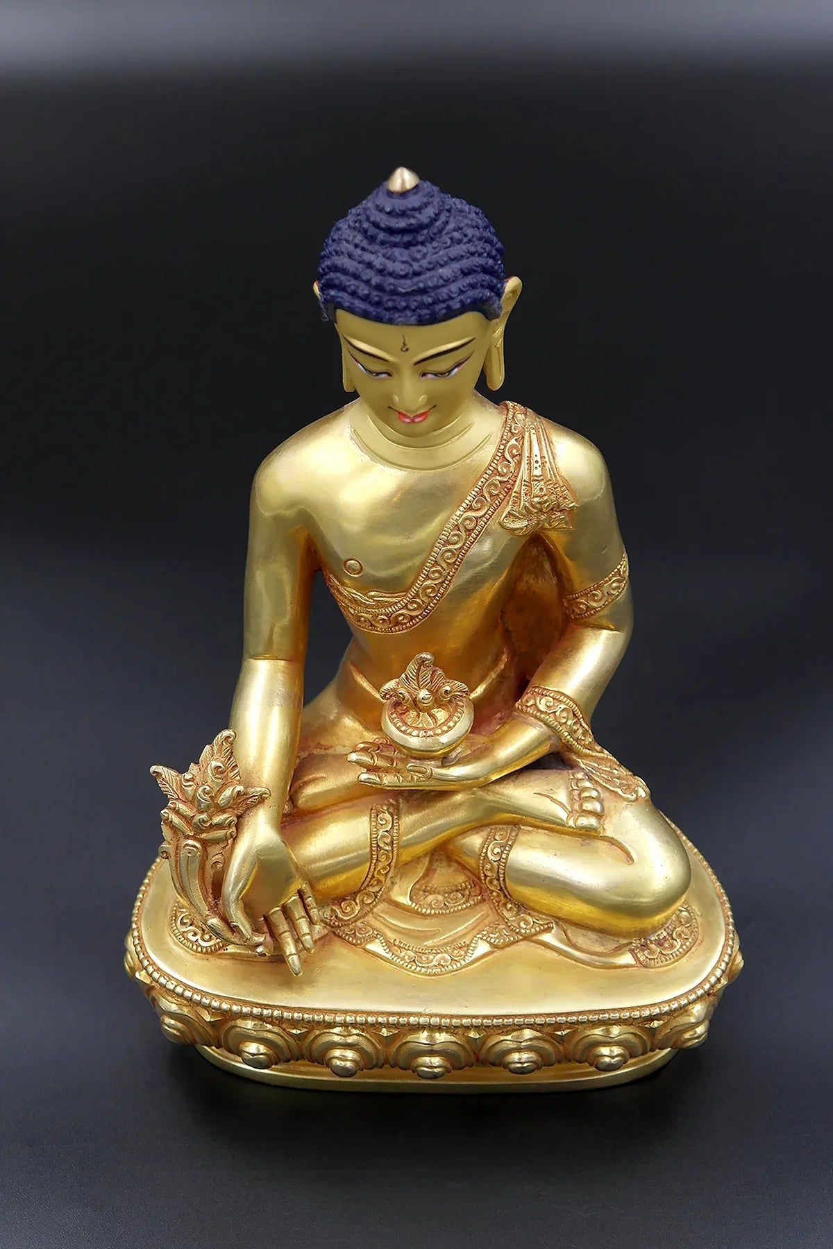 Gold Plated Medicine Buddha Statue from Boudha 7" - Vajracrafts