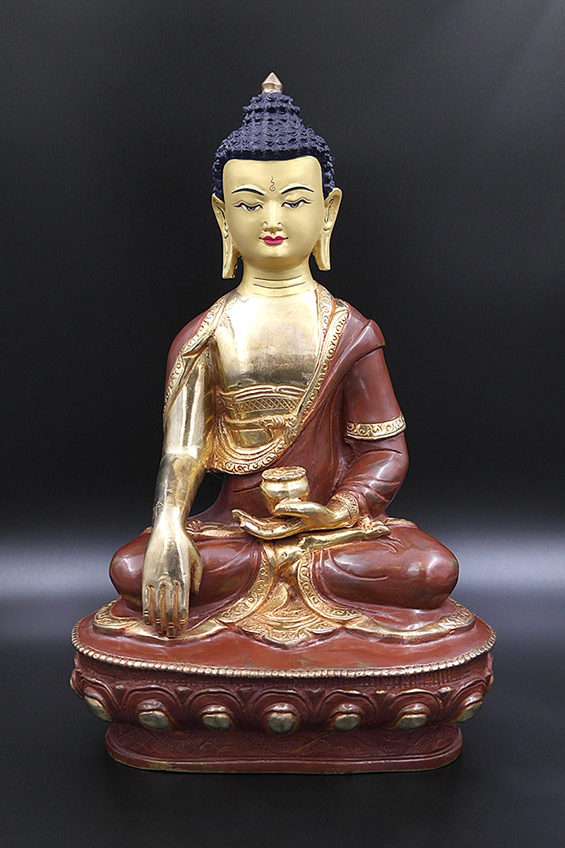 Partly Gold Plated Shakyamuni Buddha Statue from Boudha, 13