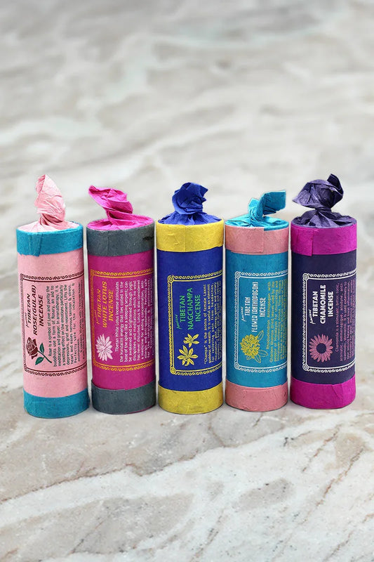 Ancient Tibetan Flower Incense Series, chamomile, rose, nagchampa, white lotus - Vajracrafts