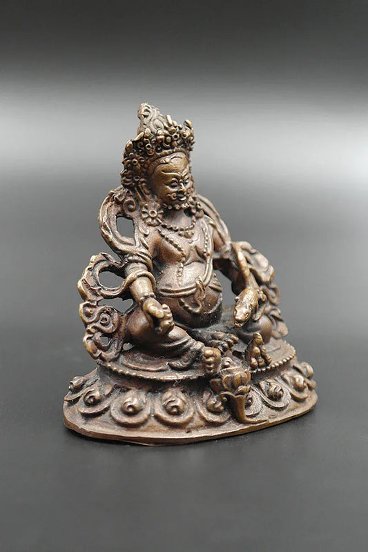 Zambala Copper Statue, Kubera Statue from Nepal 3" - Vajracrafts