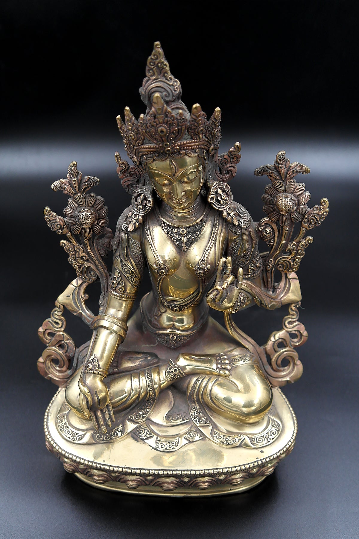 Gold toned Tibetan White Tara Statue 12" | Vajracrafts