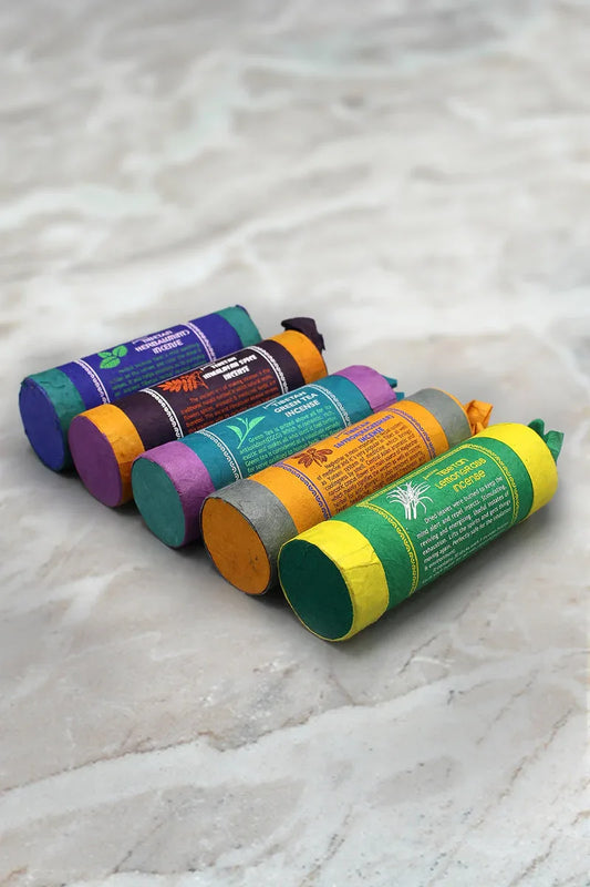 Ancient Tibetan Saffron Incense Series, Lemon grass, Green tea, Himalayan spice - Vajracrafts