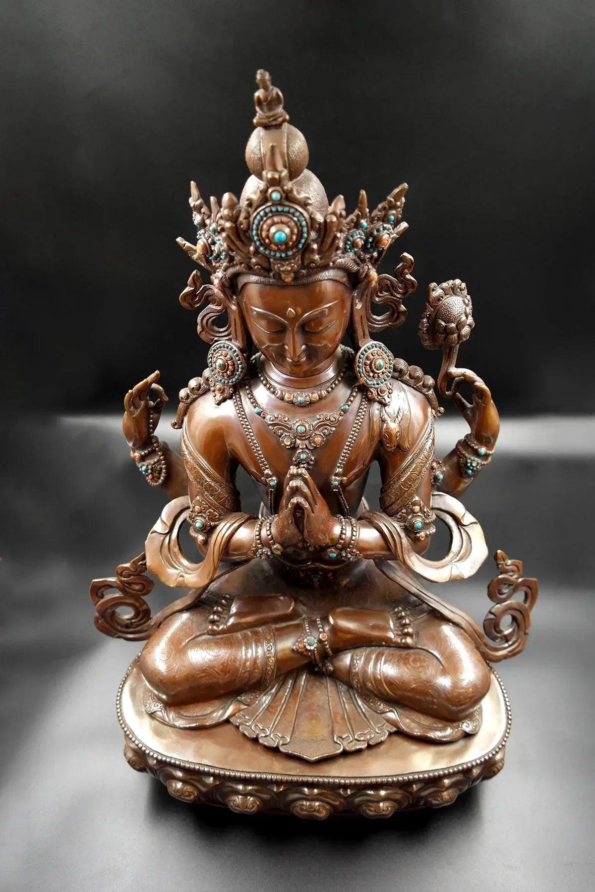 Jeweled Tibetan Chenrezig Statue 20" - Vajracrafts